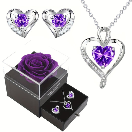 Heart Shaped Rose Jewelry Set