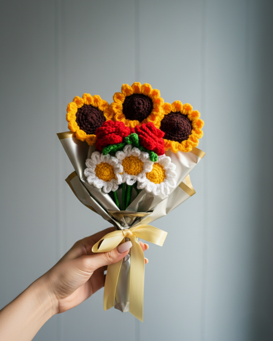 Jumbo Sunflower Rose Daisy Bouquet + Personalized Note + Free Gift