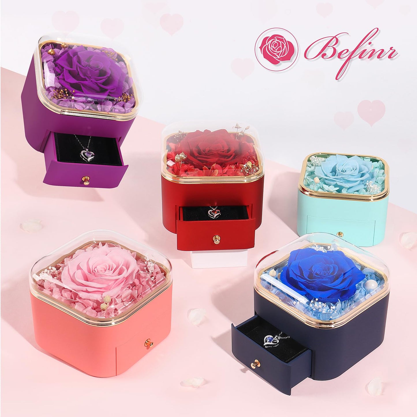 Birthday Gifts for Women Mom Preserved Real Rose with Necklace