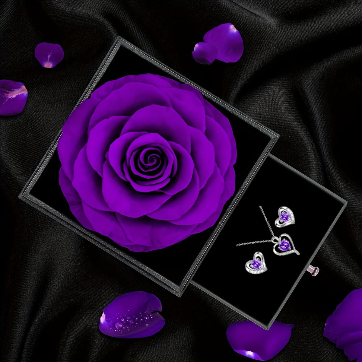 Heart Shaped Rose Jewelry Set