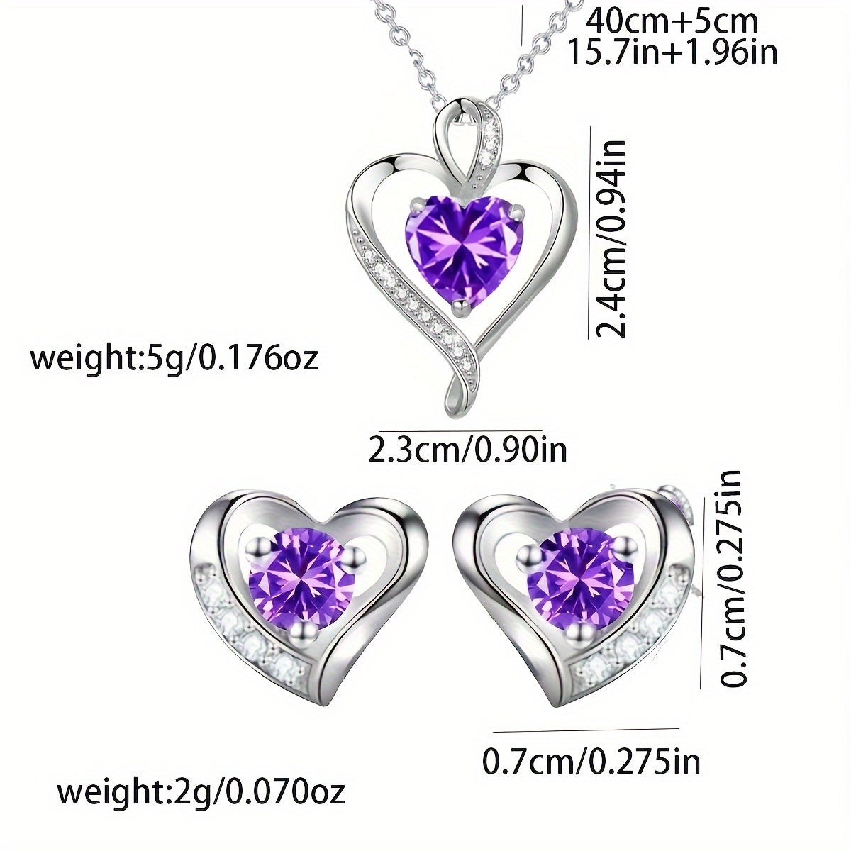 Heart Shaped Rose Jewelry Set